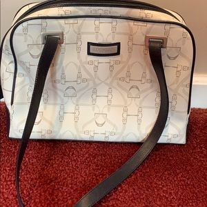 White and black Louvier bag